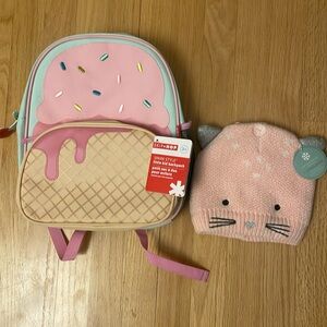 🌟 final sale: NWT ice cream backpack and cat soft hat